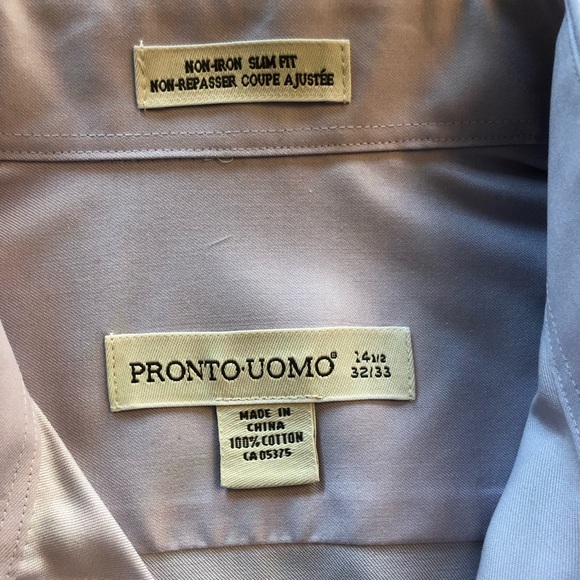 Pronto Uomo Men’s Lavender Dress Shirt - Picture 4 of 5